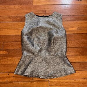 Fossil Gold Metallic Sleeveless Peplum Blouse